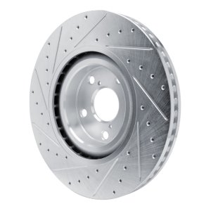 Lexus GS450H Brake Rotor (1) - Front - R1 Concepts - Drilled & Slotted - Silver - `11-`25
